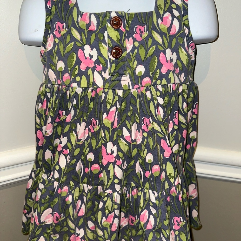 SweetHoney Floral Button Dress with Pink and Green Accents